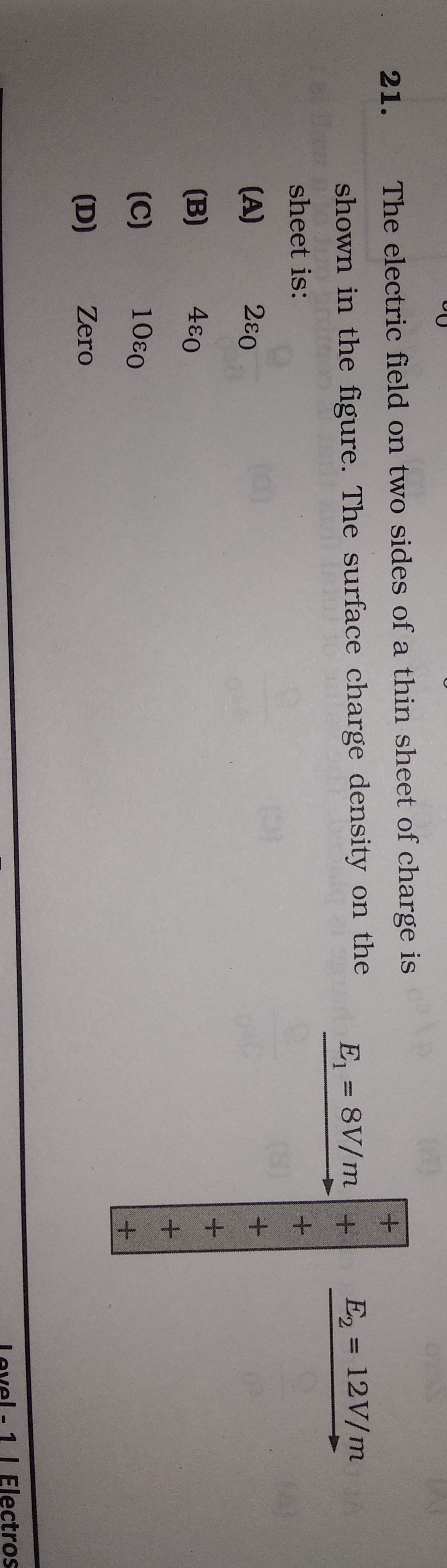 Question image for the electric field on two sides of a thin sheet o